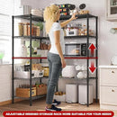REIBII 5 Tier Wire Shelving Storage Shelves Loads 1430LBS, 58" W Metal Shelving Unit for Storage Adjustable Heavy Duty Garage Shelving Pantry Shelves Kitchen Shelving, Black, 2 Pack by CozyNest Decor