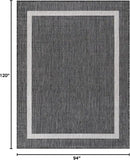 Bordered Outdoor Rug 8x10 Washable Outside Carpet for Indoor Patio Porch Waterproof Easy Cleaning Non Shedding Area Rugs Gray 8 x 10 by CozyNest Decor