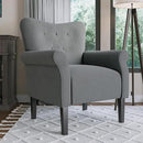 BELLEZE Modern Accent Chair, High Back Armchair, Upholstered Wingback Side Chair, Padded Single Sofa with Wooden Legs for Living Room, Bedroom - Gray by CozyNest Decor