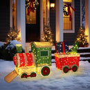 5FT Light-Up Christmas Train Decor with 170 LED Lights, 3D Pre-Lit Train Set with Gift Box and Christmas Tree for Xmas Decoration, Freestanding Glittered Holiday Display for Outdoor, Indoor by CozyNest Decor