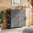 WLIVE Dresser for Bedroom with 10 Drawers, Fabric Dresser Chest of Drawers with Side Pockets and Hooks, Sturdy Metal Frame, Drawers Organizer Unit for Room, Hallway, Dark Gray by TinyTreasures Baby Boutique