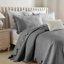MarCielo 3-Piece 100% Cotton Oversized Bedspread Lightweight Quilt Coverlet Embroidery Farmhouse Bedding Set (Tk Light Grey, Oversized Queen (100"x106")) by CozyNest Decor
