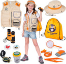 Kids Explorer Kit with Safari Vest & Hat for 3-12 Year Old Boys & Girls - Safari Costume & Dress Up as Zoo Keeper, Paleontologist - Giftable Outdoor Adventure Kit for Kids + Adventure Book by TinyTreasures Baby Boutique