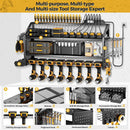 LBT Large Power Tool Organizer Wall Mount with Charging Station, 8 Drill Holder, 4 Layer Heavy Duty Metal Tool Storage Rack, 6 Power Strip, 8 Hooks, 2 Screw Boxes, Cool Gifts for Him Fathers Day by GreenHaven Gardens