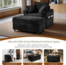 Accent Chair with Storage Ottoman Upholstered Living Room Chairs for Reading Chair with Chaise Lounge Chairs Indoor, Comfortable Armchair for Bedroom by CozyNest Decor