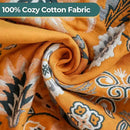 Boho Throw Blanket for Bed,100% Cotton Ultra Soft Lightweight Muslin 4-Layer Breathable Woven Throws 90''x 98'' Blanket Yellow Floral Printed Farmhouse Decor Bed Blankets by CozyNest Decor