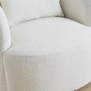 KINWELL 34" Wide Sherpa Swivel Barrel Chairs Set of 2, No Assembly Round Boucle Upholstered Accent Chairs Armchairs Single Sofa Chair with Toss Pillow for Living Room and Bedroom, Beige by CozyNest Decor