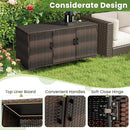 RELAX4LIFE 84-Gallon Outdoor Storage Box - Wicker Rattan 3-Door Patio Storage Cabinet Container w/Removable Shelves for Cushions, Garden Tools, Pool & Sports Equipment, Indoor Outdoor Deck Box (Brown) by CozyNest Decor