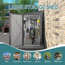 4 * 9.2 FT Outdoor Storage Shed, Galvanized Steel Garden Shed with Lockable Door & Window, Waterproof Metal Tool Storage for Garden, Backyard, Patio, Lawn(Gray) by GreenHaven Gardens