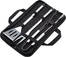 Amazon Basics 4-Piece Stainless Steel Barbeque Grilling Tool Set with Carry Bag by GreenHaven Gardens