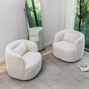 KINWELL 34" Wide Boucle Swivel Barrel Chairs Set of 2, No Assembly Round Upholstered Armchairs Accent Chairs Single Sofa Chair with Toss Pillow for Living Room and Bedroom, Beige by CozyNest Decor