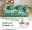 Convertible Sleeper Sofa Bed, Compression Folding Sofa with Pillow, No Assembly Required, Shape Frame, Floor Sofas Lounge Couch for Living Room, Bedroom, Small Spaces(Chenille, 77''W, Dark Green) by CozyNest Decor