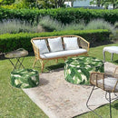LVTXIII Outdoor/Indoor Round Inflatable Ottoman, All Weather Patio Footstool, Portable Footrest Seat for Patio Garden, Camping or Home, 21"x21"x9", Swaying Palms Green by CozyNest Decor