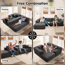 ovios 104" Cloud Sectional Couch with L-Shape Chaise,Modern Modular Sofa with Deep Seat, Upholstered Couches for Living Room Bedroom,No Assembly Required, Grey (Corduroy Fabric) by CozyNest Decor