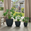 Kante 18",14",10" Dia Concrete Round Planters (Set of 3), Outdoor Indoor Large Planter Pots with Drainage Hole and Rubber Plug for Home Patio Garden, Dark Gray by GreenHaven Gardens