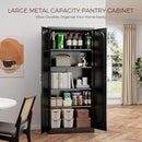 71" Tall Metal Pantry Cabinet with 4 Adjustable Shelves and Gold Handles Heavy-Duty Steel Storage for Kitchen, Dining Room or Office by CozyNest Decor