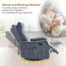 Manual Swivel Rocker Recliner Chair for Adults, Overstuffed Reclining Glider Chair for Nursing with Vibration Massage & Heat, Living Room Rocking Recliner 2-Stage backrest, Chenille Fabric Blue by CozyNest Decor