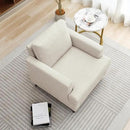 Mid-Century Accent Chair,Modern Linen Fabric Armchair for Living Room,Comfy Upholstered Reading Accent Chairs for Bedroom,Single Sofa Chair with Wood Legs (Beige, 1 Pack) by CozyNest Decor