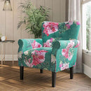 BELLEZE Modern Accent Chair, High Back Armchair, Upholstered Wingback Side Chair, Padded Single Sofa with Wooden Legs for Living Room, Bedroom - Green & Flower by CozyNest Decor