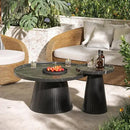 win2win Nesting Coffee Table Set of 2, Modern Coffee Table with Marble Veneer, Fluted Round Tea Table and End Table Set, Minimalist Center Tables for Living Room, Office, Black by CozyNest Decor