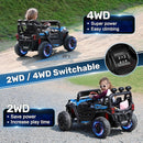 ANPABO 24V 4X4 Ride on Car Truck w/Remote Control, 4WD/2WD Switchable Kids UTV, 19" Spacious Seat, 4 Shock Absorbers, Soft Start, Music Player, Electric Car for Kids (Blue) by TinyTreasures Baby Boutique