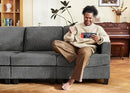 Nolany Corduroy Sectional Couch with Storage Ottoman, Sleeper Sectional Sofa with Chaise, Modular Sectional Couches for Living Room, Dark Grey by CozyNest Decor