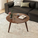 100% Solid Oak Wood Mini Coffee Table, Round Side Table w/Solid Wood Legs, Walnut Mid Century Coffee Table w/Sturdy Frame for Bedroom Balcony Living Room (29.53" D x 17.72" H) by CozyNest Decor
