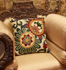 Daisy Floral Pillow Cover Teal Flower Pillowcase Flowery Outdoor Cushion Suzani Accent Pillowsham Flower Floral Chair Cushion Hand Embroidered Cushions Wool Size 18x18 by CozyNest Decor