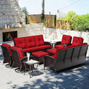 Joyside 10 Piece Patio Furniture Set, Outdoor Wicker Conversation Sets with Swivel Rocker Chairs and Sofa, Thick Cushion, Rattan Patio Sectional for Porch, Deck Use (Brown/Red, 10 PCS) by GreenHaven Gardens