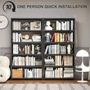5 Tier Book Shelf, Metal Bookshelf, 69.3” Tall Black Bookcase, Free-Standing Industrial Bookshelves, Tools-Free Assembly Book Storage Organizer for Bedroom, Living Room, Office (Black) by CozyNest Decor