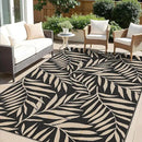 OLANLY Waterproof Outdoor Rug 5x8 ft, Reversible Outdoor Plastic Straw Rug with Leaf Pattern, RV Mat, Indoor Outdoor Carpet for Patio, Camping, Balcony, Deck, Backyard, Black & Beige by CozyNest Decor