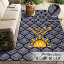 OLANLY Reversible Outdoor Rug 5x8 ft Clearance, Waterproof Outdoor Plastic Straw Rug with Interlacing Pattern, RV Mat for Patio, Camping, Balcony, Deck, Backyard, Black & Grey by CozyNest Decor