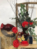 Floral Supply Online - 8" Rose Vase and Flower Guide Booklet - Decorative Glass Flower Vase for Floral Arrangements, Weddings, Home Decor or Office. (Red) by CozyNest Decor