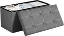 SONGMICS Mazie Collection - 30 Inches Ottoman Storage Bench, 21 Gal. Folding Chest with Breathable Linen-Look Fabric, Load up to 660 lb, for Entryway, Living Room, Bedroom, Dark Gray ULSF001G01 by CozyNest Decor