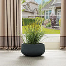 Kante 19.6" Dia Round Concrete Planter, Cement Plant Pots with Drainage Hole and Rubber Plug for Outdoor Indoor Garden Home, Modern Curvaceous Design, Dark Gray by GreenHaven Gardens