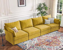 134.6" Modular Sectional Sofa, Oversized 4 Seater Couch with Removable Yellow Chenille Fabric Cover, Deep Seat & High Backrest for Living Room, Office & Apartment by CozyNest Decor
