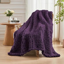 Carriediosa Chunky Knit Throw Blanket 60" X 80" Twin, 100% Hand Made Large Chenille Loop Yarn Soft Fluffy Throws for Couch Sofa Bed, Big Crochet Cozy Heavy Thick Cable Woven Blanket, Dark Purple by CozyNest Decor