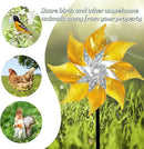 Hausse 10 Pack Reflective Pinwheels with Stakes, Extra Sparkly Pin Wheel for Garden Decor, Bird Repellent Devices Deterrent to Scare Birds Away from Yard Patio Farm, Golden by CozyNest Decor