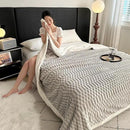UKELER Sherpa Bed Blanket 80 × 90 inch, Ultra Soft Queen Size Throw Blanket for All Season, 470 GSM Cozy Plush Striped Fleece Blankets for Bedroom Living Room Dorm Hostel Sofa Camping, Silver Gray by CozyNest Decor