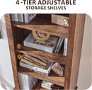 OKD 72'' Tall Bookshelf with Storage, Farmhouse 4 Tier Bookcase w/Barn Door, Adjustable Shelves and Drawers, Rustic Wooden Office Bookshelves for Home, Living Room, Library (Reclaimed Barnwood Color) by CozyNest Decor