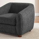 Modern Accent Chair for Living Room, Upholstered Armchair with Boucle Fabric, Single Sofa Chair with Solid Wood Legs, Boucle, Dark Grey by CozyNest Decor