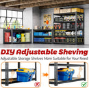 72"H Storage Shelves heavy duty, 2200LBS Garage Shelving, 5 Tier Metal Shelving Unit Adjustable Garage Shelves Utility Rack Shelf for Storage Warehouse Pantry Closet,40" W × 20" D × 72" H, Black, 2PCS by GreenHaven Gardens
