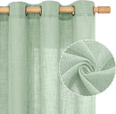 LAMIT Fresh Green Linen Curtains 54 Inch Length 2 Panels, Light Filtering Semi Sheer Panels Bronze Grommet Neutral Drapes for Kitchen/Window/Bedroom, 52 x 54 Inch by CozyNest Decor