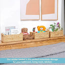 VATIMA Hyacinth Large Wicker Basket 15.5x10.8x6.2" - Rectangular, Wooden Handles, Shelf Organizer by CozyNest Decor