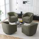 Swivel Barrel Accent Chair, Modern Round Chenille Fabric Arm Chair for Living Room, Bedroom, Comfy Club Reading Chairs for Adults（Chenille Fabric, Tan, Set of 4 by CozyNest Decor