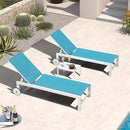 PURPLE LEAF Outdoor Chaise Lounge Set of 4 White Aluminum Lounge Chair Outdoor with Wheels Five-Position Adjustable Patio Lounge Chair for Pool Deck Yard, Turquoise by GreenHaven Gardens