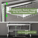 3 Tier Extra Large Stainless Steel Expandable Over The Sink Dish Drainer Drying Rack, Rust Proof Metal, Space Saving, Modern Silver Big Capacity Extendable Plate Strainers Above Kitchen Counter by CozyNest Decor