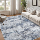 Washable Rug 6x9 Area Rugs: Abstract Washable Rugs with Non-Slip Backing, Stain Resistant Indoor Floor Carpet for Bedroom Dining Room Table Nursery Hallway Home Office Blue/Gray/Black by TinyTreasures Baby Boutique