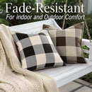 decorUhome Buffalo Plaid Check Throw Pillow Covers 16x16 Set of 2, Outdoor Decorative Farmhouse Neutral Pillow Covers with Stitched Edge for Bed Couch Sofa, Brown and Beige by CozyNest Decor