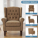 UIXE High Back Accent Chair, Upholstered Armchair in Fabric, Retro Wingback Arm Chair for Living Room, Comfy Single Sofa Bedroom Reading Seat with Solid Wood Legs - Brown by CozyNest Decor